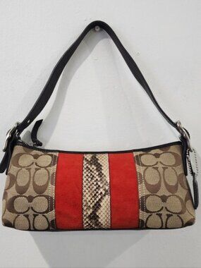 Coach Hampton Signature Jacquard Python & Suede Demi Bag